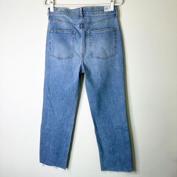 FRANK & EILEEN Jeans Women 26 Monaghan Mom High Rise Straight Button Fly Raw Hem - Picture 2 of 11